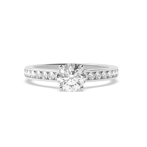 4 Prong Round Raised Set Side Stone Engagement Ring