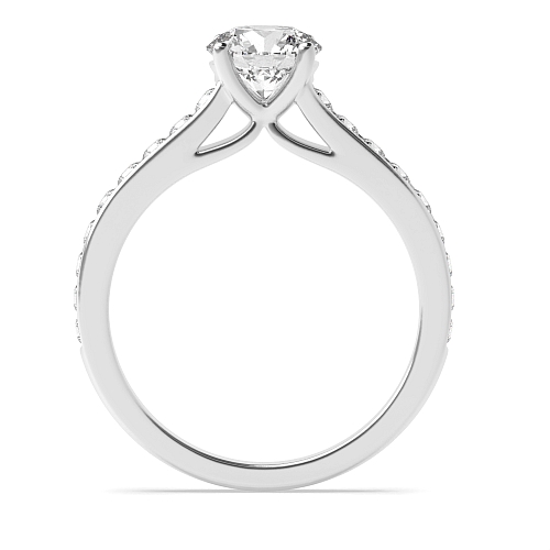 4 Prong Round Raised Set Side Stone Engagement Ring