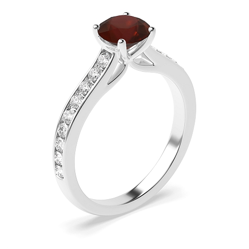4 Prong Round Raised set Garnet Engagement Rings