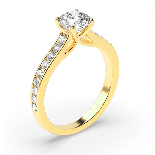 4 Prong Round Yellow Gold Raised set Engagement Rings