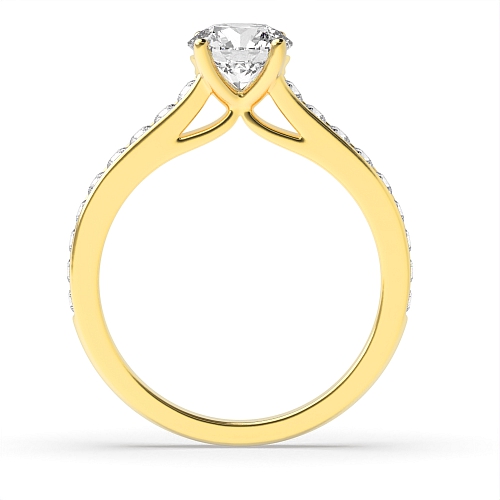 4 Prong Round Yellow Gold Raised set Engagement Rings