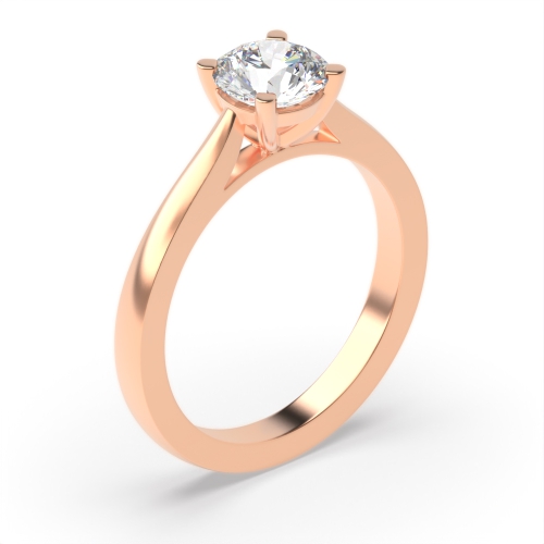 4 Prong Round Rose Gold Raised set tapering shoulder Engagement Rings