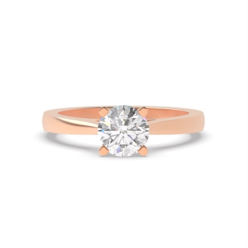 4 Prong Round Rose Gold Raised set tapering shoulder Engagement Rings