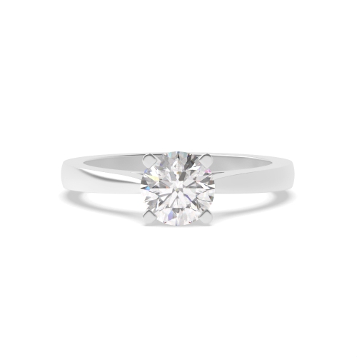 4 Prong Round Raised set tapering shoulder Naturally Mined Diamond Engagement Rings