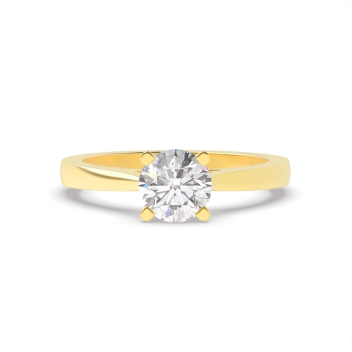4 Prong Round Yellow Gold Raised set tapering shoulder Engagement Rings