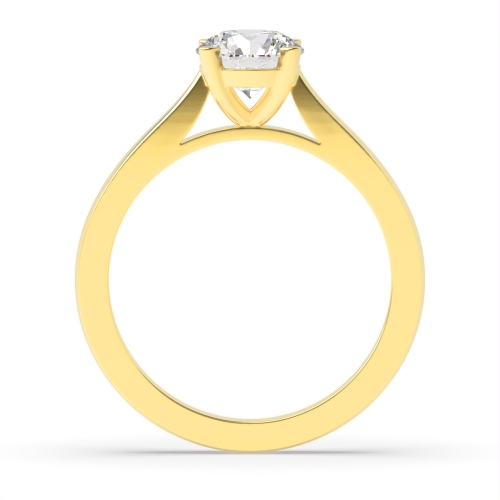 4 Prong Round Yellow Gold Raised set tapering shoulder Engagement Rings