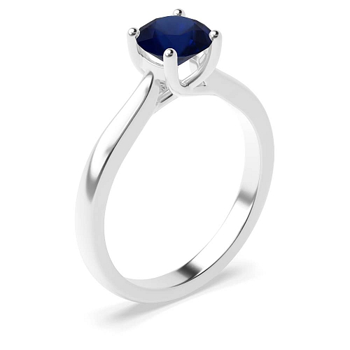 Round Crossover claws high set Blue Sapphire Engagement Rings