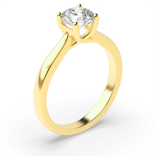 Round Yellow Gold Crossover claws high set Engagement Rings