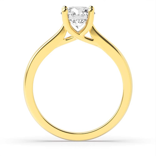 Round Yellow Gold Crossover claws high set Engagement Rings