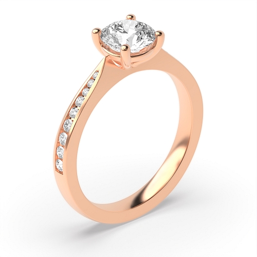 4 Prong Round Rose Gold Tapered shank Engagement Rings