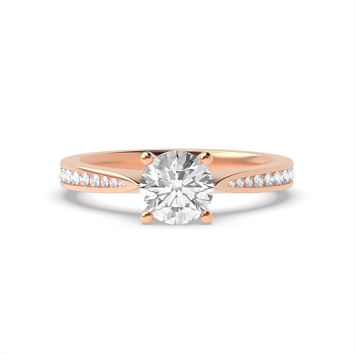 4 Prong Round Rose Gold Tapered shank Engagement Rings