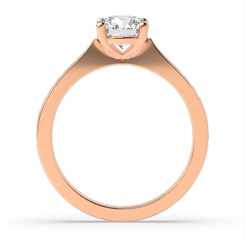 4 Prong Round Rose Gold Tapered shank Engagement Rings