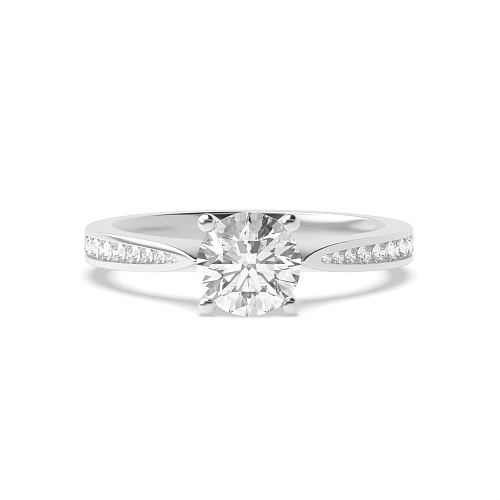 4 Prong Round Tapered shank Side Stone Engagement Rings