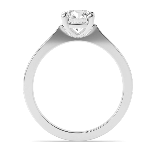 4 Prong Round Tapered shank Side Stone Engagement Rings