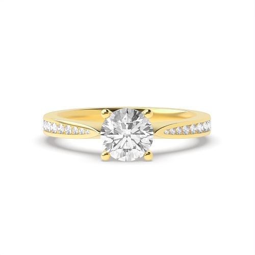 4 Prong Round Yellow Gold Tapered shank Engagement Rings
