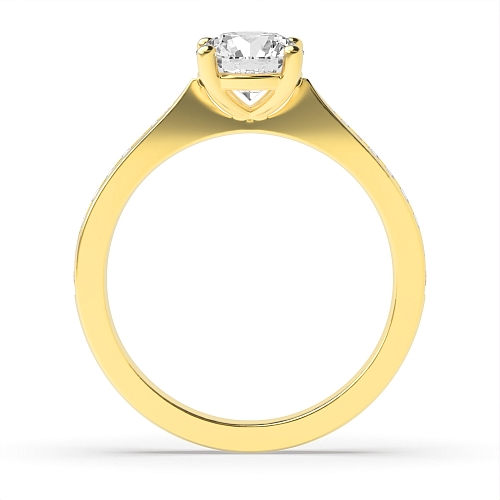 4 Prong Round Yellow Gold Tapered shank Engagement Rings