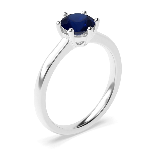 Round Low set basket Blue Sapphire Engagement Rings