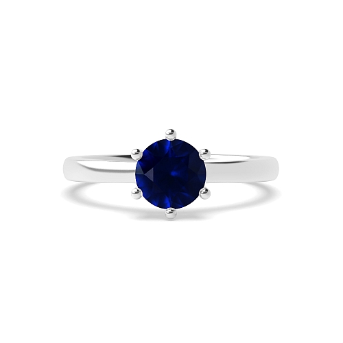 Round Low set basket Blue Sapphire Engagement Rings