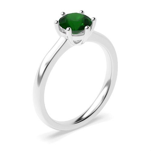 Round Low set basket Emerald Engagement Rings