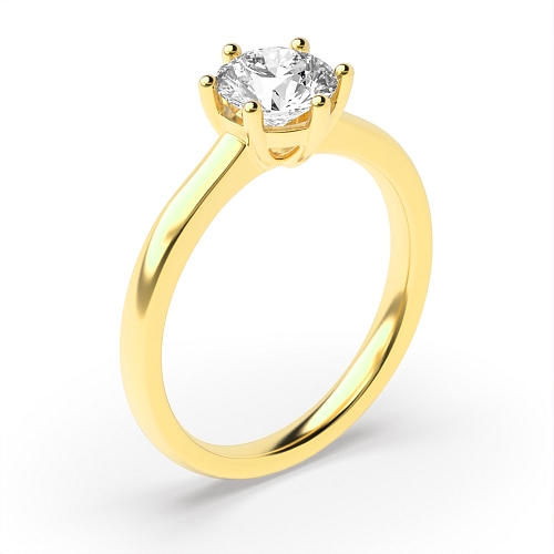 Round Yellow Gold Low set basket Engagement Rings