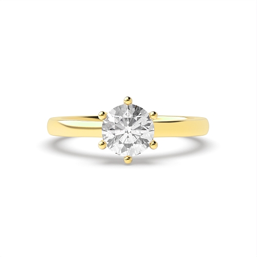 Round Yellow Gold Low set basket Engagement Rings