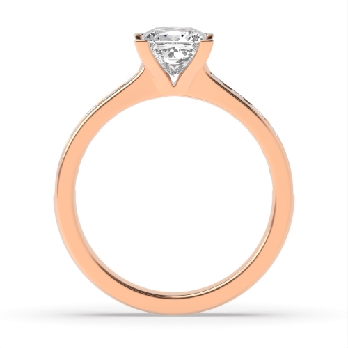 4 Prong Princess Rose Gold Open set corner claws Engagement Rings