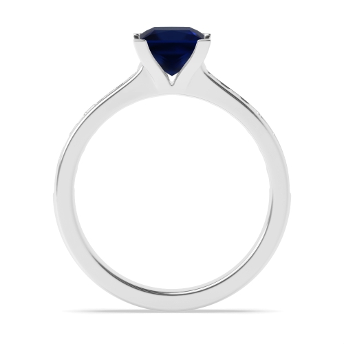 4 Prong Princess Open set corner claws Blue Sapphire Engagement Rings