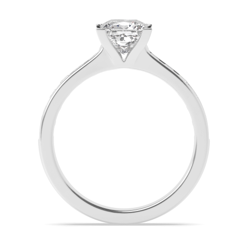 4 Prong Princess Silver Open set corner claws Side Stone Engagement Rings