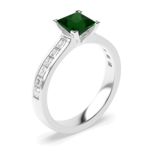 4 Prong Princess Open set corner claws Emerald Engagement Rings