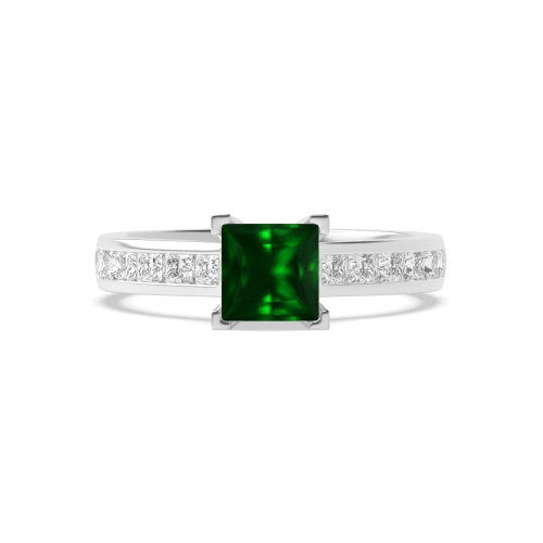 4 Prong Princess Open set corner claws Emerald Engagement Rings