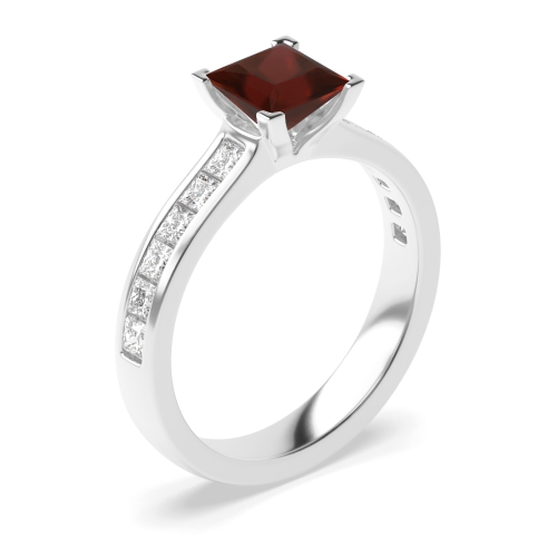 4 Prong Princess Open set corner claws Garnet Engagement Rings