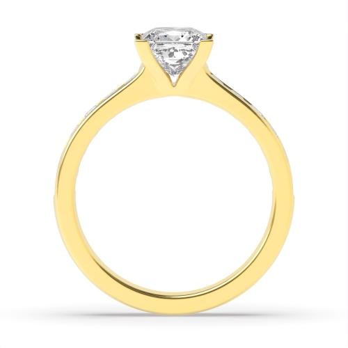 4 Prong Princess Yellow Gold Open set corner claws Engagement Rings