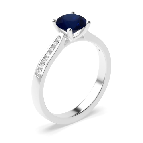 4 Prong Round Open set classic Blue Sapphire Engagement Rings