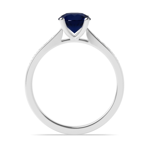 4 Prong Round Open set classic Blue Sapphire Engagement Rings