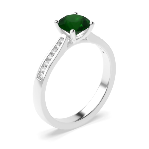 4 Prong Round Open set classic Emerald Engagement Rings