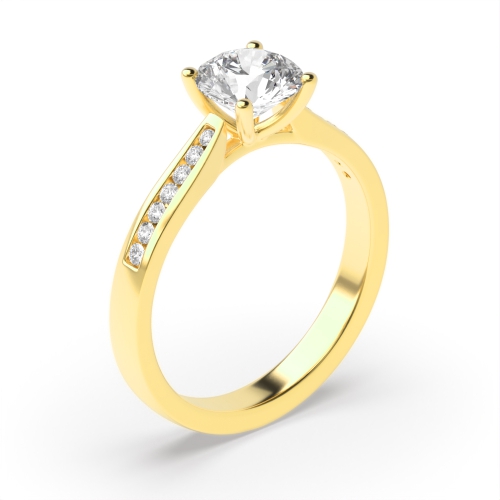 4 Prong Round Yellow Gold Open set classic Engagement Rings
