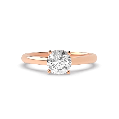 4 Prong Round Rose Gold Smooth band Engagement Rings