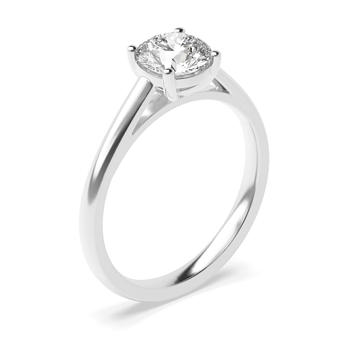 4 Prong Round Smooth band Lab Grown Diamond Engagement Rings