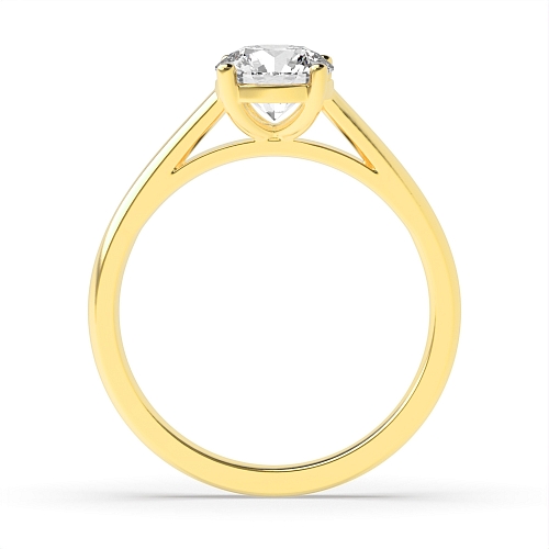 4 Prong Round Yellow Gold Smooth band Engagement Rings