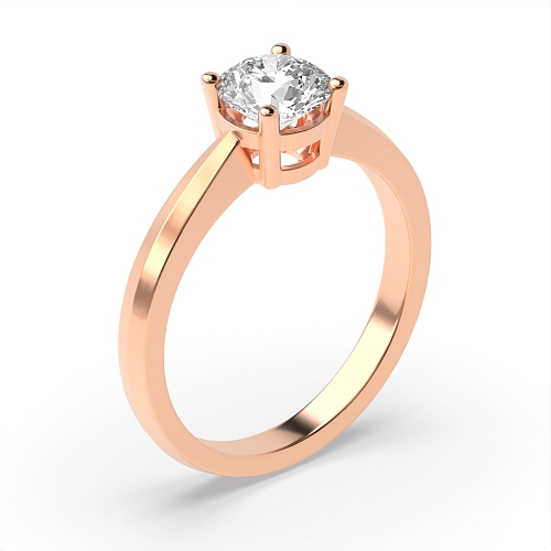 Round Rose Gold Tapered shoulder basket Engagement Rings
