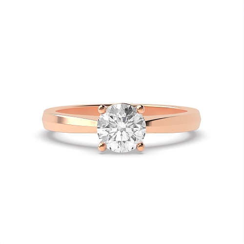 Round Rose Gold Tapered shoulder basket Engagement Rings