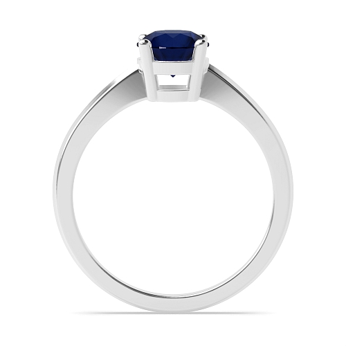 Round Tapered shoulder basket Blue Sapphire Engagement Rings