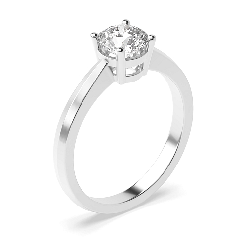 4 Prong Round Tapered Shoulder basket Lab Grown Diamond Solitaire Engagement Ring