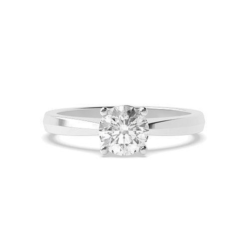 4 Prong Round Tapered Shoulder basket Solitaire Engagement Ring