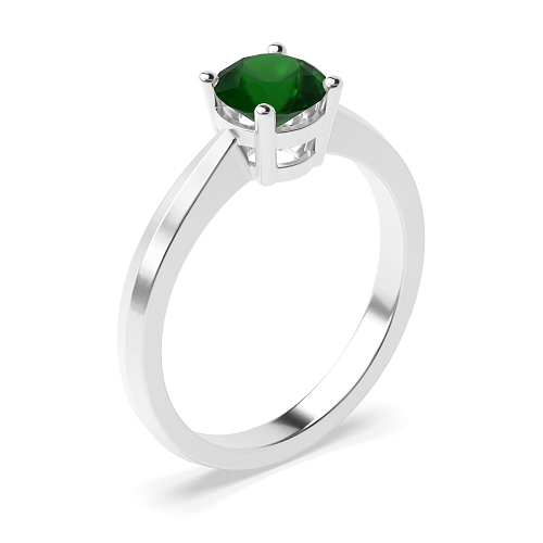 Round Tapered shoulder basket Emerald Engagement Rings