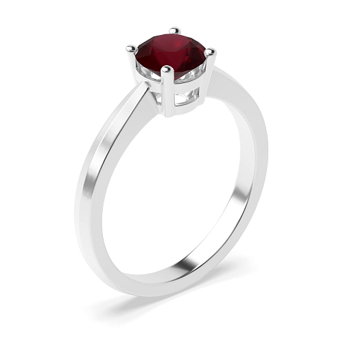 Round Tapered shoulder basket Ruby Engagement Rings