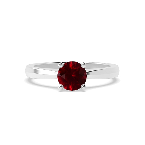 Round Tapered shoulder basket Ruby Engagement Rings