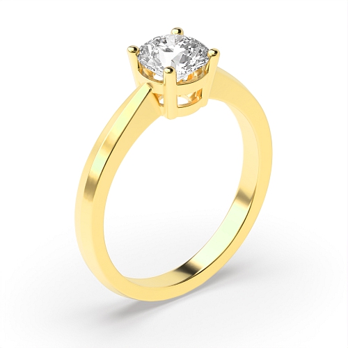 Round Yellow Gold Tapered shoulder basket Engagement Rings