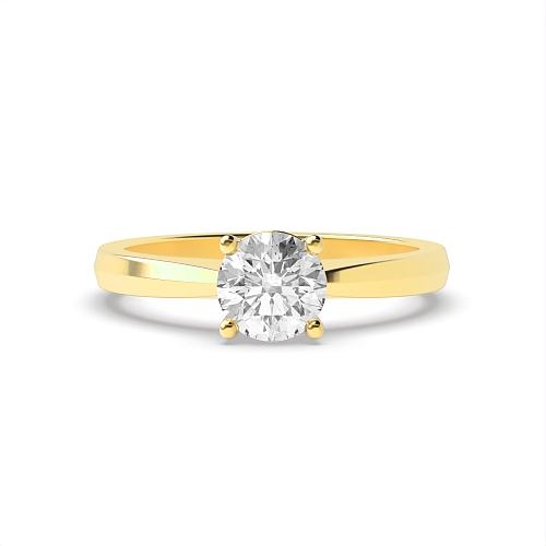 Round Yellow Gold Tapered shoulder basket Engagement Rings
