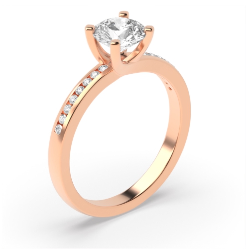 4 Prong Round Rose Gold Open square claws Engagement Rings